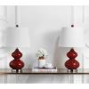 SAFAVIEH Lighting Collection Eva Modern Contemporary Fern Green Double Gourd Glass 24-inch Bedroom Living Room Home Office Desk Nightstand Table Lamp Set of 2 (LED Bulbs Included)(Red – Set of 2)