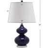 SAFAVIEH Lighting Collection Eva Modern Contemporary Fern Green Double Gourd Glass 24-inch Bedroom Living Room Home Office Desk Nightstand Table Lamp Set of 2 (LED Bulbs Included)(Navy – Set of 2)