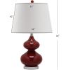 SAFAVIEH Lighting Collection Eva Modern Contemporary Fern Green Double Gourd Glass 24-inch Bedroom Living Room Home Office Desk Nightstand Table Lamp Set of 2 (LED Bulbs Included)(Red – Set of 2)