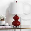 SAFAVIEH Lighting Collection Eva Modern Contemporary Fern Green Double Gourd Glass 24-inch Bedroom Living Room Home Office Desk Nightstand Table Lamp Set of 2 (LED Bulbs Included)(Red – Set of 2)