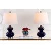 SAFAVIEH Lighting Collection Eva Modern Contemporary Fern Green Double Gourd Glass 24-inch Bedroom Living Room Home Office Desk Nightstand Table Lamp Set of 2 (LED Bulbs Included)(Navy – Set of 2)