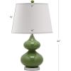 SAFAVIEH Lighting Collection Eva Modern Contemporary Fern Green Double Gourd Glass 24-inch Bedroom Living Room Home Office Desk Nightstand Table Lamp Set of 2 (LED Bulbs Included)(Green – Set of 2)