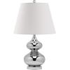 SAFAVIEH Lighting Collection Eva Modern Contemporary Yellow Double Gourd Glass 24-inch Bedroom Living Room Home Office Desk Nightstand Table Lamp (LED Bulbs Included)(Silver)