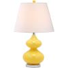 SAFAVIEH Lighting Collection Eva Modern Contemporary Yellow Double Gourd Glass 24-inch Bedroom Living Room Home Office Desk Nightstand Table Lamp (LED Bulbs Included)(Yellow)