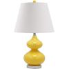 SAFAVIEH Lighting Collection Eva Modern Contemporary Yellow Double Gourd Glass 24-inch Bedroom Living Room Home Office Desk Nightstand Table Lamp (LED Bulbs Included)(Yellow)