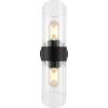 SAFAVIEH Lighting Collection Eytan Clear Glass/Black Vertical Wall Sconce Set of 2 Light Fixture, Ideal for Bathroom, Entryway, Vanity, Foyer, Hallway, Living Room (LED Bulbs Included)(Black)