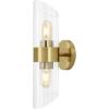 SAFAVIEH Lighting Collection Eytan Clear Glass/Black Vertical Wall Sconce Set of 2 Light Fixture, Ideal for Bathroom, Entryway, Vanity, Foyer, Hallway, Living Room (LED Bulbs Included)(Brass)