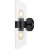 SAFAVIEH Lighting Collection Eytan Clear Glass/Black Vertical Wall Sconce Set of 2 Light Fixture, Ideal for Bathroom, Entryway, Vanity, Foyer, Hallway, Living Room (LED Bulbs Included)(Black)