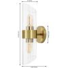 SAFAVIEH Lighting Collection Eytan Clear Glass/Black Vertical Wall Sconce Set of 2 Light Fixture, Ideal for Bathroom, Entryway, Vanity, Foyer, Hallway, Living Room (LED Bulbs Included)(Brass)