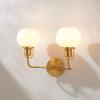 SAFAVIEH Lighting Collection Fenris Contemporary Brass/Clear 2-Light Single Wall Sconce(Brass/White)