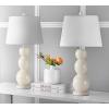 SAFAVIEH Lighting Collection Jayne Modern Contemporary Yellow 3-Sphere Glass 28-inch Bedroom Living Room Home Office Desk Nightstand Table Lamp Set of 2 (LED Bulbs Included)(Light Grey – Set of 2)