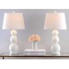 SAFAVIEH Lighting Collection Jayne Modern Contemporary Yellow 3-Sphere Glass 28-inch Bedroom Living Room Home Office Desk Nightstand Table Lamp Set of 2 (LED Bulbs Included)(White – Set of 2)