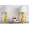 SAFAVIEH Lighting Collection Jayne Modern Contemporary Yellow 3-Sphere Glass 28-inch Bedroom Living Room Home Office Desk Nightstand Table Lamp Set of 2 (LED Bulbs Included)(Yellow – Set of 2)