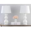 SAFAVIEH Lighting Collection Jayne Modern Contemporary Yellow 3-Sphere Glass 28-inch Bedroom Living Room Home Office Desk Nightstand Table Lamp Set of 2 (LED Bulbs Included)(White – Set of 2)