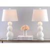 SAFAVIEH Lighting Collection Jayne Modern Contemporary Yellow 3-Sphere Glass 28-inch Bedroom Living Room Home Office Desk Nightstand Table Lamp Set of 2 (LED Bulbs Included)(White – Set of 2)