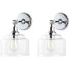 SAFAVIEH Lighting Collection Lansor Chrome/Glass Wall Sconce (Set of 2) -LED Bulb Included SCN4066A-SET2