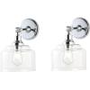 SAFAVIEH Lighting Collection Lansor Chrome/Glass Wall Sconce (Set of 2) -LED Bulb Included SCN4066A-SET2