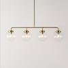 SAFAVIEH Lighting Collection Markle Brass Gold/Clear 4-Light Adjustable Pendant Chandelier Hanging Light Fixture, Ideal for Dining Room, Kitchen Island, Entryway (LED Bulbs Included)