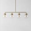 SAFAVIEH Lighting Collection Markle Brass Gold/Clear 4-Light Adjustable Pendant Chandelier Hanging Light Fixture, Ideal for Dining Room, Kitchen Island, Entryway (LED Bulbs Included)