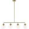 SAFAVIEH Lighting Collection Markle Brass Gold/Clear 4-Light Adjustable Pendant Chandelier Hanging Light Fixture, Ideal for Dining Room, Kitchen Island, Entryway (LED Bulbs Included)