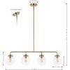 SAFAVIEH Lighting Collection Markle Brass Gold/Clear 4-Light Adjustable Pendant Chandelier Hanging Light Fixture, Ideal for Dining Room, Kitchen Island, Entryway (LED Bulbs Included)