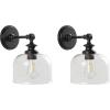 SAFAVIEH Lighting Collection Neri Oil-Rubbed Bronze/Glass Wall Sconce (Set of 2) -LED Bulb Included SCN4065A-SET2
