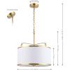 SAFAVIEH Lighting Collection Perzeta Brass/White 3-Light Adjustable Pendant Chandelier Hanging Light Fixture, Ideal for Dining Room, Kitchen Island, Entryway (LED Bulbs Included)