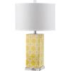 SAFAVIEH Lighting Collection Quatrefoil Modern Contemporary Yellow 27-inch Bedroom Living Room Home Office Desk Nightstand Table Lamp (LED Bulbs Included)(Yellow)