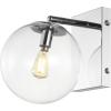 SAFAVIEH Lighting Collection Seoul Modern Gold/Clear Glass Globe Shade Wall Sconce Set of 2 Light Fixture, Ideal for Bathroom, Entryway, Vanity, Foyer, Hallway, Living Room (LED Bulbs Included)(Chrome)
