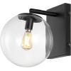 SAFAVIEH Lighting Collection Seoul Modern Gold/Clear Glass Globe Shade Wall Sconce Set of 2 Light Fixture, Ideal for Bathroom, Entryway, Vanity, Foyer, Hallway, Living Room (LED Bulbs Included)(Black)
