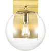 SAFAVIEH Lighting Collection Seoul Modern Gold/Clear Glass Globe Shade Wall Sconce Set of 2 Light Fixture, Ideal for Bathroom, Entryway, Vanity, Foyer, Hallway, Living Room (LED Bulbs Included)(Gold)