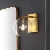 SAFAVIEH Lighting Collection Seoul Modern Gold/Clear Glass Globe Shade Wall Sconce Set of 2 Light Fixture, Ideal for Bathroom, Entryway, Vanity, Foyer, Hallway, Living Room (LED Bulbs Included)(Gold)