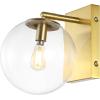 SAFAVIEH Lighting Collection Seoul Modern Gold/Clear Glass Globe Shade Wall Sconce Set of 2 Light Fixture, Ideal for Bathroom, Entryway, Vanity, Foyer, Hallway, Living Room (LED Bulbs Included)(Gold)