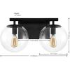 SAFAVIEH Lighting Collection Severa Brass/Clear Glass Globe Shade 2-Light Wall Sconce Light Fixture, Ideal for Bathroom, Entryway, Vanity, Foyer, Hallway, Living Room (LED Bulb Included)(Black)