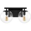 SAFAVIEH Lighting Collection Severa Brass/Clear Glass Globe Shade 2-Light Wall Sconce Light Fixture, Ideal for Bathroom, Entryway, Vanity, Foyer, Hallway, Living Room (LED Bulb Included)(Black)