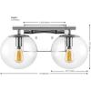 SAFAVIEH Lighting Collection Severa Brass/Clear Glass Globe Shade 2-Light Wall Sconce Light Fixture, Ideal for Bathroom, Entryway, Vanity, Foyer, Hallway, Living Room (LED Bulb Included)(Chrome)