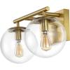 SAFAVIEH Lighting Collection Severa Brass/Clear Glass Globe Shade 2-Light Wall Sconce Light Fixture, Ideal for Bathroom, Entryway, Vanity, Foyer, Hallway, Living Room (LED Bulb Included)(Brass)