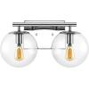 SAFAVIEH Lighting Collection Severa Brass/Clear Glass Globe Shade 2-Light Wall Sconce Light Fixture, Ideal for Bathroom, Entryway, Vanity, Foyer, Hallway, Living Room (LED Bulb Included)(Chrome)