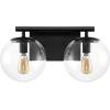 SAFAVIEH Lighting Collection Severa Brass/Clear Glass Globe Shade 2-Light Wall Sconce Light Fixture, Ideal for Bathroom, Entryway, Vanity, Foyer, Hallway, Living Room (LED Bulb Included)(Black)
