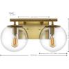 SAFAVIEH Lighting Collection Severa Brass/Clear Glass Globe Shade 2-Light Wall Sconce Light Fixture, Ideal for Bathroom, Entryway, Vanity, Foyer, Hallway, Living Room (LED Bulb Included)(Brass)