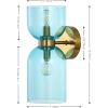 SAFAVIEH Lighting Collection Solyn Blue Glass Shade/Brass Wall Sconce Set of 2 Light Fixture, Ideal for Bathroom, Entryway, Vanity, Foyer, Hallway, Living Room (LED Bulbs Included)(Blue/Brass)
