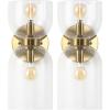 SAFAVIEH Lighting Collection Solyn Blue Glass Shade/Brass Wall Sconce Set of 2 Light Fixture, Ideal for Bathroom, Entryway, Vanity, Foyer, Hallway, Living Room (LED Bulbs Included)(Clear/Brass)