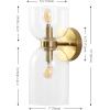 SAFAVIEH Lighting Collection Solyn Blue Glass Shade/Brass Wall Sconce Set of 2 Light Fixture, Ideal for Bathroom, Entryway, Vanity, Foyer, Hallway, Living Room (LED Bulbs Included)(Clear/Brass)