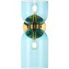 SAFAVIEH Lighting Collection Solyn Blue Glass Shade/Brass Wall Sconce Set of 2 Light Fixture, Ideal for Bathroom, Entryway, Vanity, Foyer, Hallway, Living Room (LED Bulbs Included)(Blue/Brass)