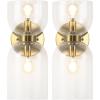 SAFAVIEH Lighting Collection Solyn Blue Glass Shade/Brass Wall Sconce Set of 2 Light Fixture, Ideal for Bathroom, Entryway, Vanity, Foyer, Hallway, Living Room (LED Bulbs Included)(Clear/Brass)