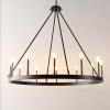 SAFAVIEH Lighting Collection Taelor Matte Black/Gold 12-Light Wagon Wheel Hanging Adjustable Chandelier Light Fixture (LED Bulbs Included)
