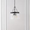 SAFAVIEH Lighting Collection Thryssa Black/Clear Glass 3-Light Hanging Adjustable Chandelier Light Fixture (LED Bulbs Included)