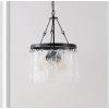 SAFAVIEH Lighting Collection Thryssa Black/Clear Glass 3-Light Hanging Adjustable Chandelier Light Fixture (LED Bulbs Included)