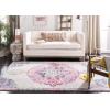 SAFAVIEH Madison Collection 5’3″ x 7’6″ Ivory / Fuchsia MAD913A Medallion Distressed Non-Shedding Living Room Bedroom Dining Home Office Area Rug(Ivory / Fuchsia)
