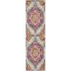 SAFAVIEH Madison Collection Area Rug – 5’1″ x 7’6″, Blue & Fuchsia, Boho Chic Medallion Design, Non-Shedding & Easy Care, Ideal for High Traffic Areas in Living Room, Bedroom (MAD119C)(Light Grey/Fuchsia)